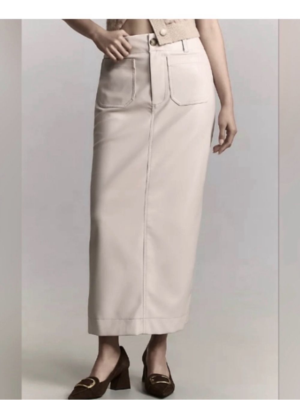 Maeve Colette Maxi Skirt Size M Ivory Linen Blend Capsule Minimalist Neutral